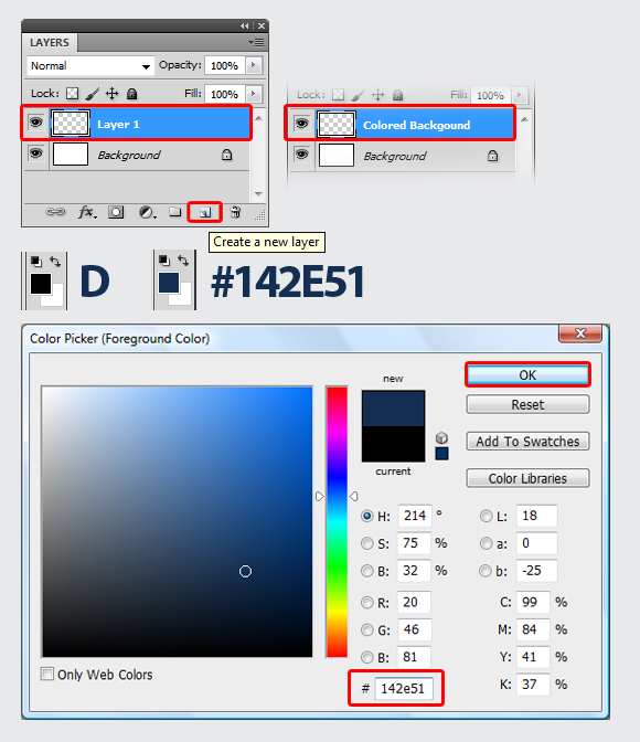 Step 2: create new layer and define your background color